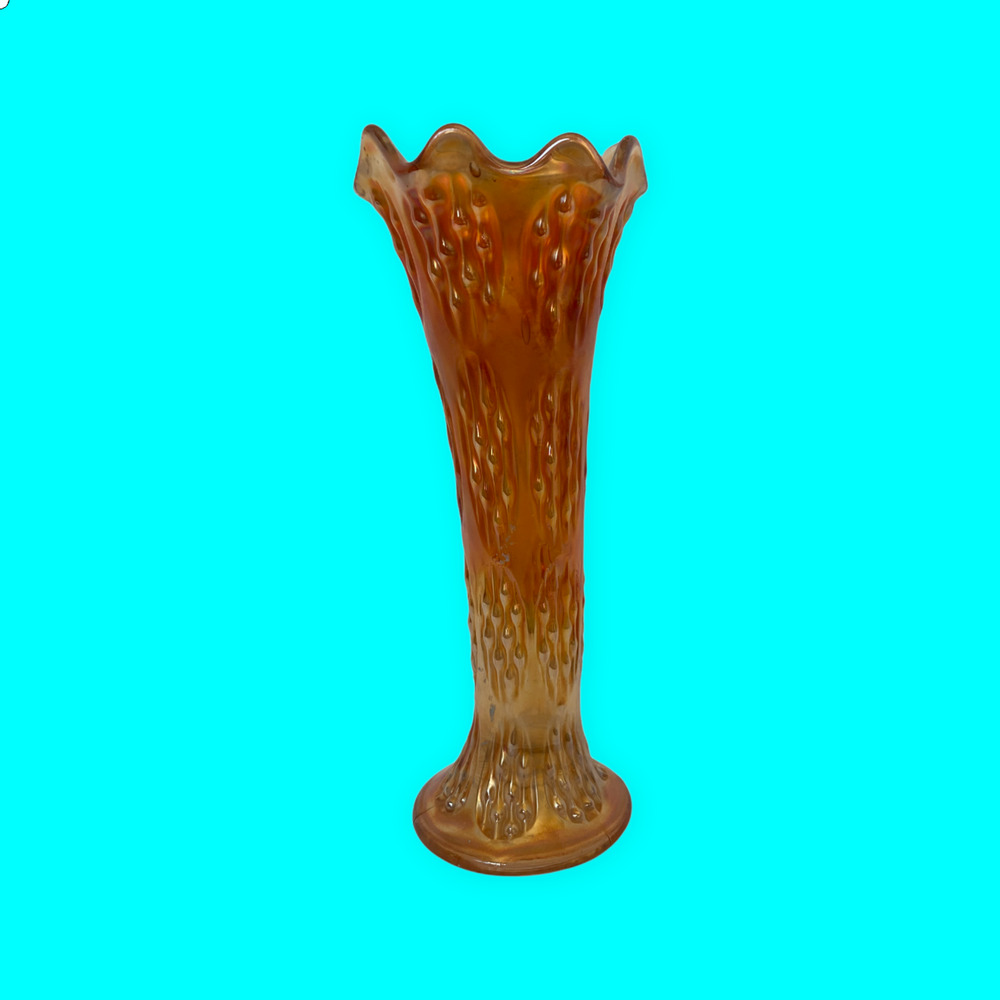 Vintage Stretch Carnival Glass Vase Marigold